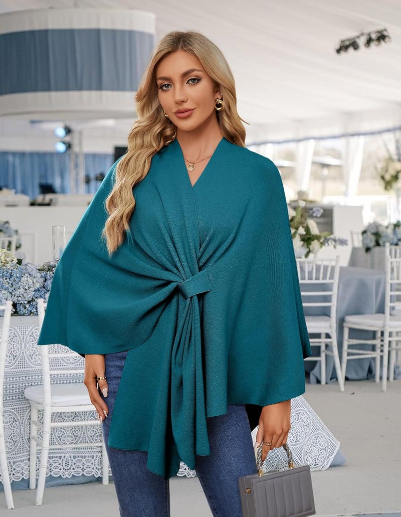 Puli Women's Elegant Shawl Wraps Soft Open Front Poncho Sweater for Spring Fall Winter - Image 3